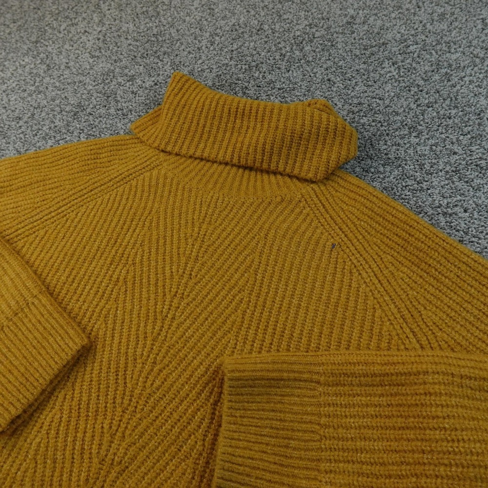 Madewell Sweater Womens XL Yellow Wool Blend Turtleneck Chunky Knit Pullover Top